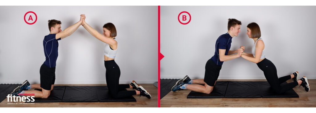 Valentine's workout for couples - kneeling couple push up